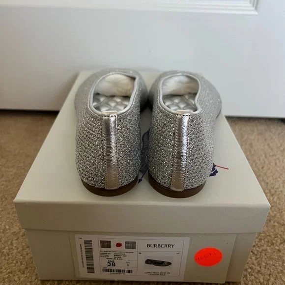Burberry Women's mesh Metallic Silver ballerina - Picture 5 of 6